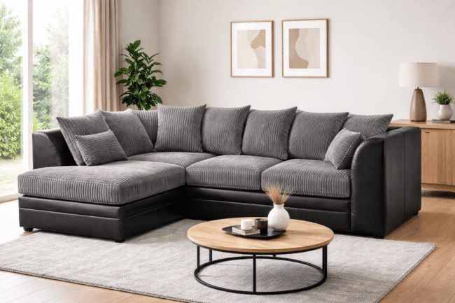 Dylan Chaise Byron Corner - Jumbo Faux Leather